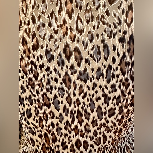 Chicos Lagenlook Sheer Leopard Open Front Cardigan Stunning Blue & Silver Accent - Picture 5 of 8